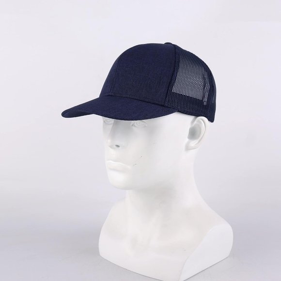 Man Blue Classic Mesh Panels Vintage Baseball Cap - Picture 4 of 6